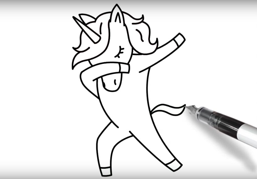 dibujo unicornio frotando la cola