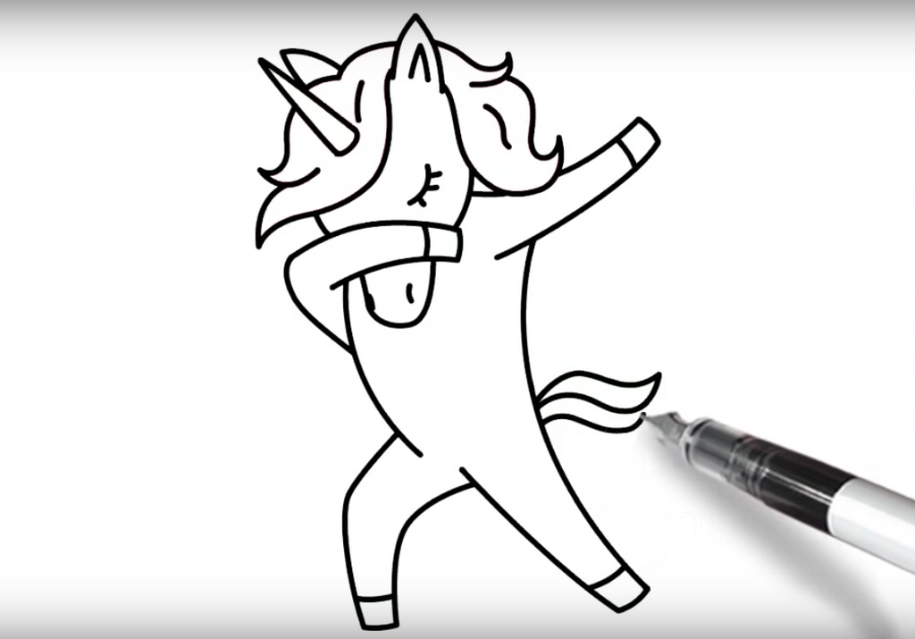 dibujos animados unicornio dabbing cola