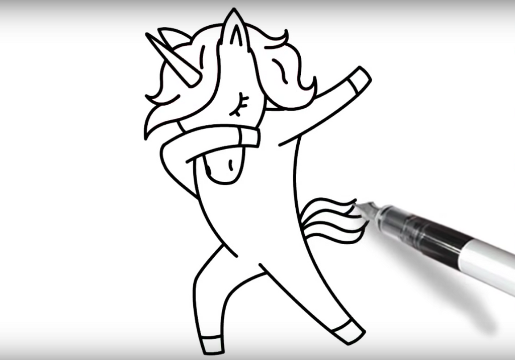 dibujo kawaii unicornio dabbing tail