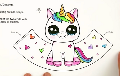 draw hearts and circles around the unicorn for decoration