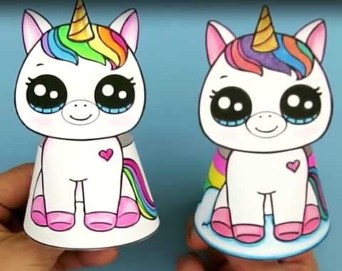 Here are two kawaii unicorns in finished paper
