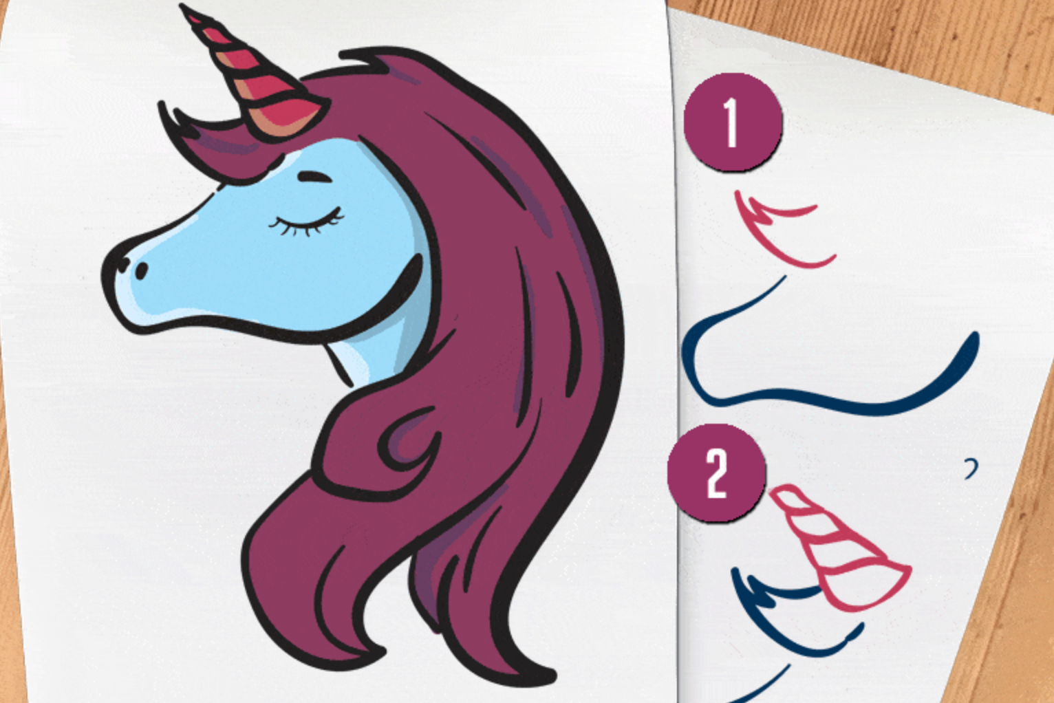 How to draw a unicorn head