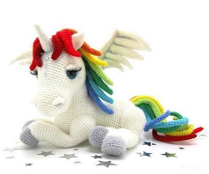 Rainbow crochet unicorn plush