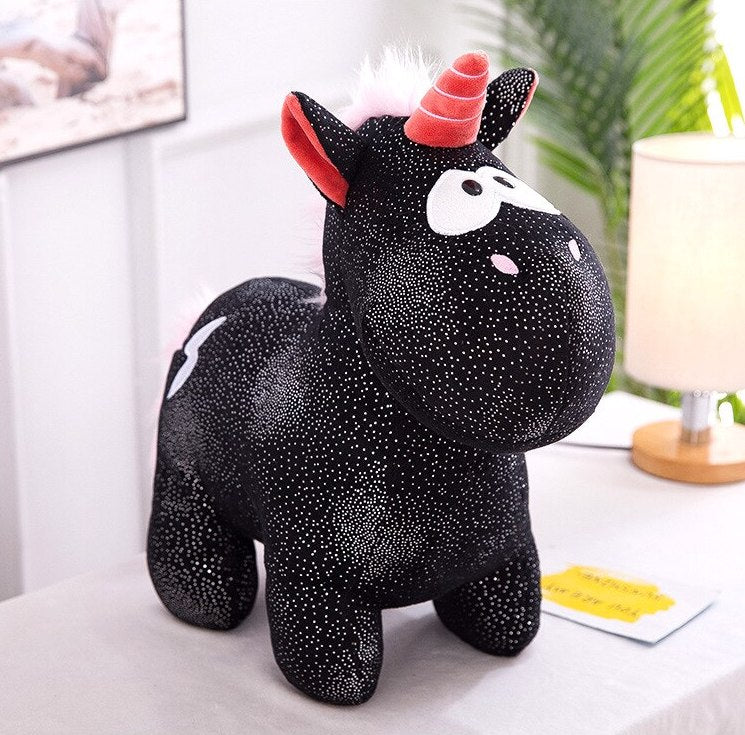 black unicorn plush