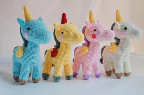 crochet amigurumi unicorn soft toys image
