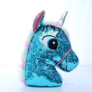 tete peluche licorne sequins