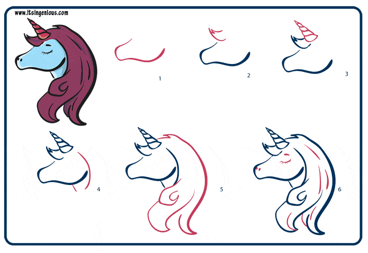 unicorn head drawing to print