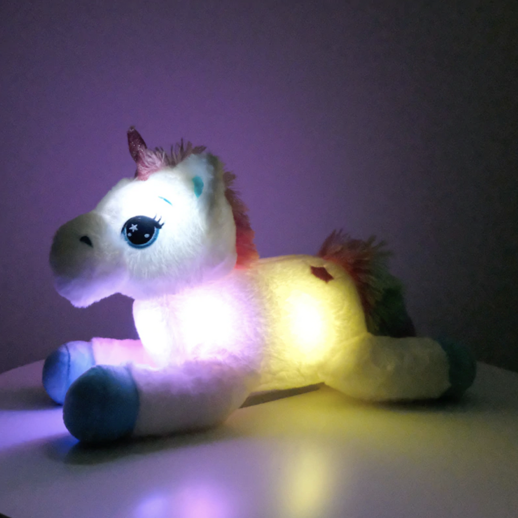elongated luminous unicorn plush