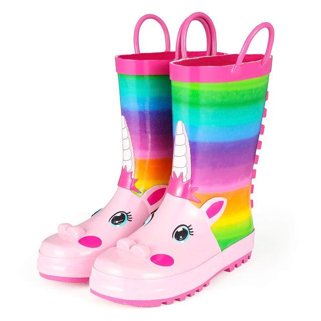 rojo Siete Tina Botas lluvia rayas multicolor unicornio | Un unicornio
