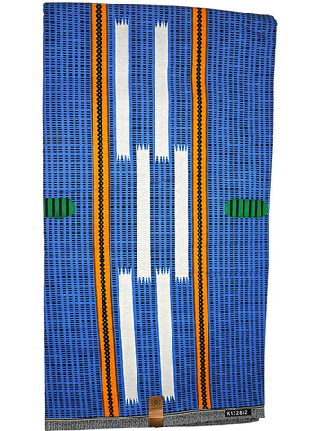 Bright Yellow, Black, Green and Blue Kente African Print - CA301