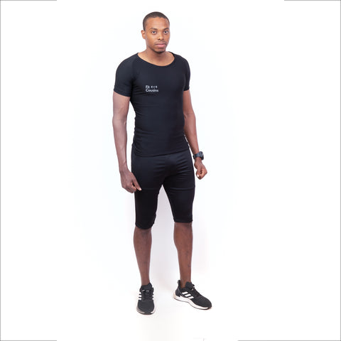 Power Black Strength Training Workout Clothes Short Sleeves for