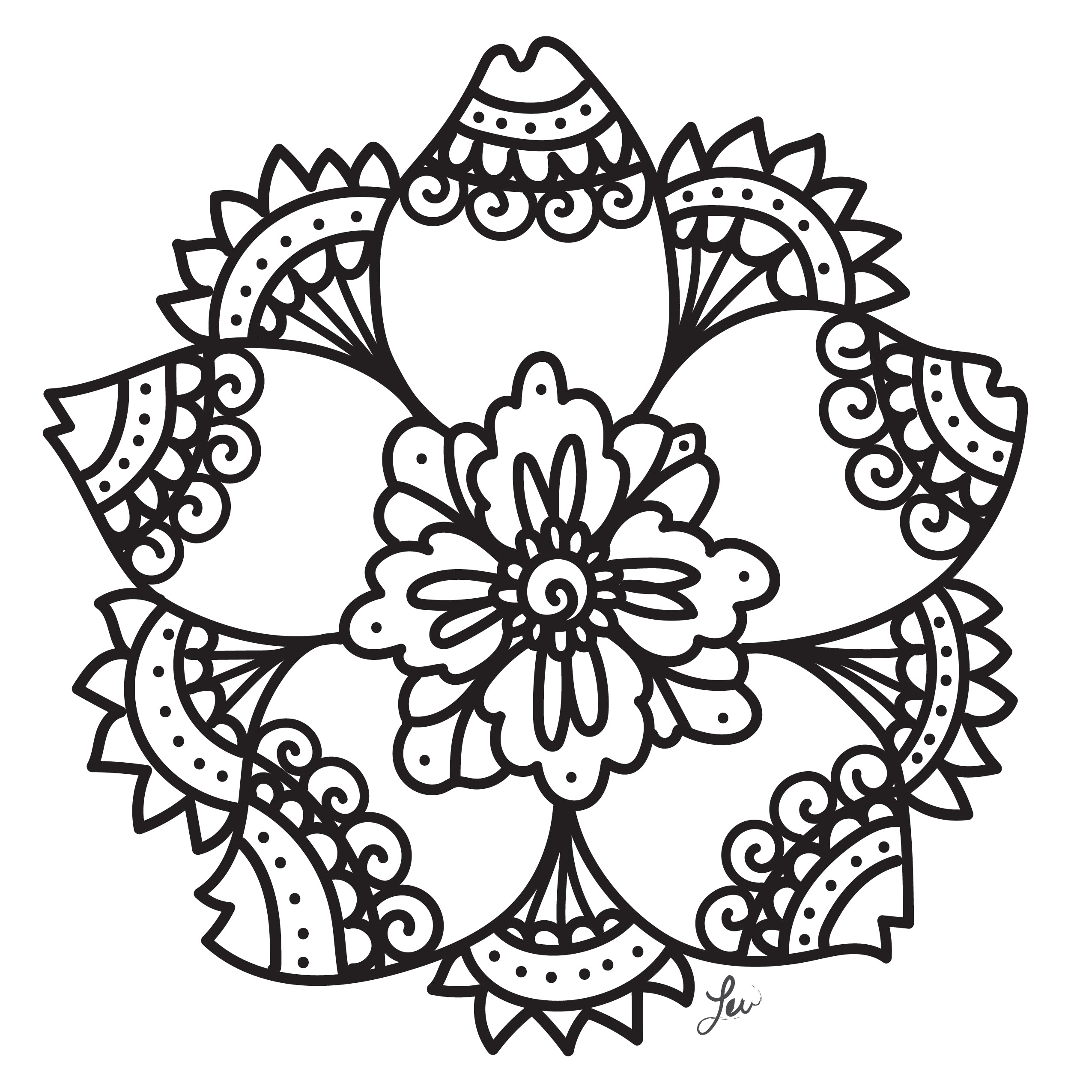 Simple flower mandala coloring page - Coloringcrew.com