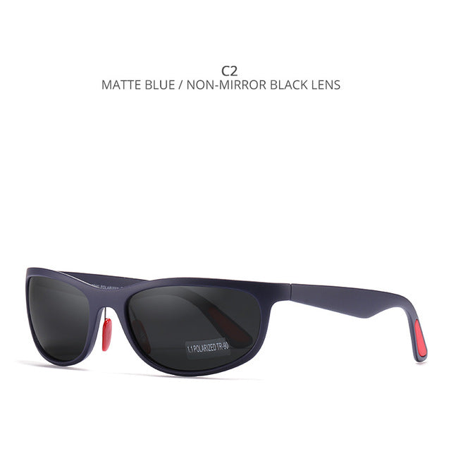 KDEAM Flexible Structure TR90 Men's Sunglasses Polarized Outdoor Glare Free Sun Glasses Black Lenses Rubber Temples Cat.3 KD037