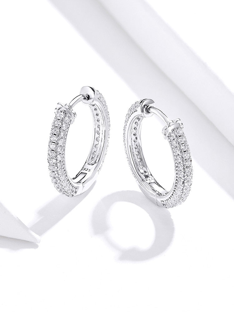 bamoer Ear Hoops 925 Sterling Silver Luxury Hoop Earrings for Women Wedding Engagement Jewelry Gifts Accessories 2019 BSE300