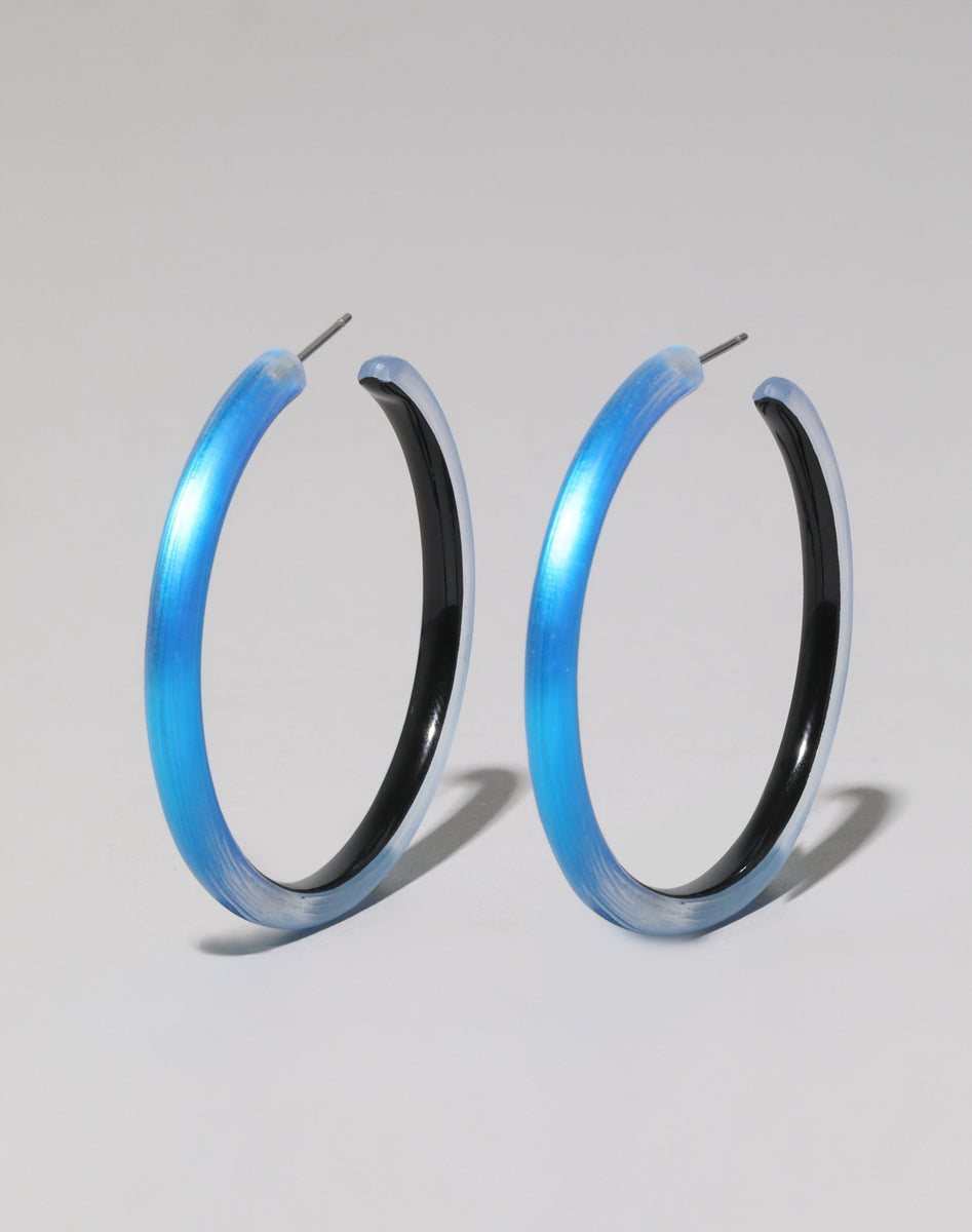 Skinny Lucite Hoop Earring - Cerulean