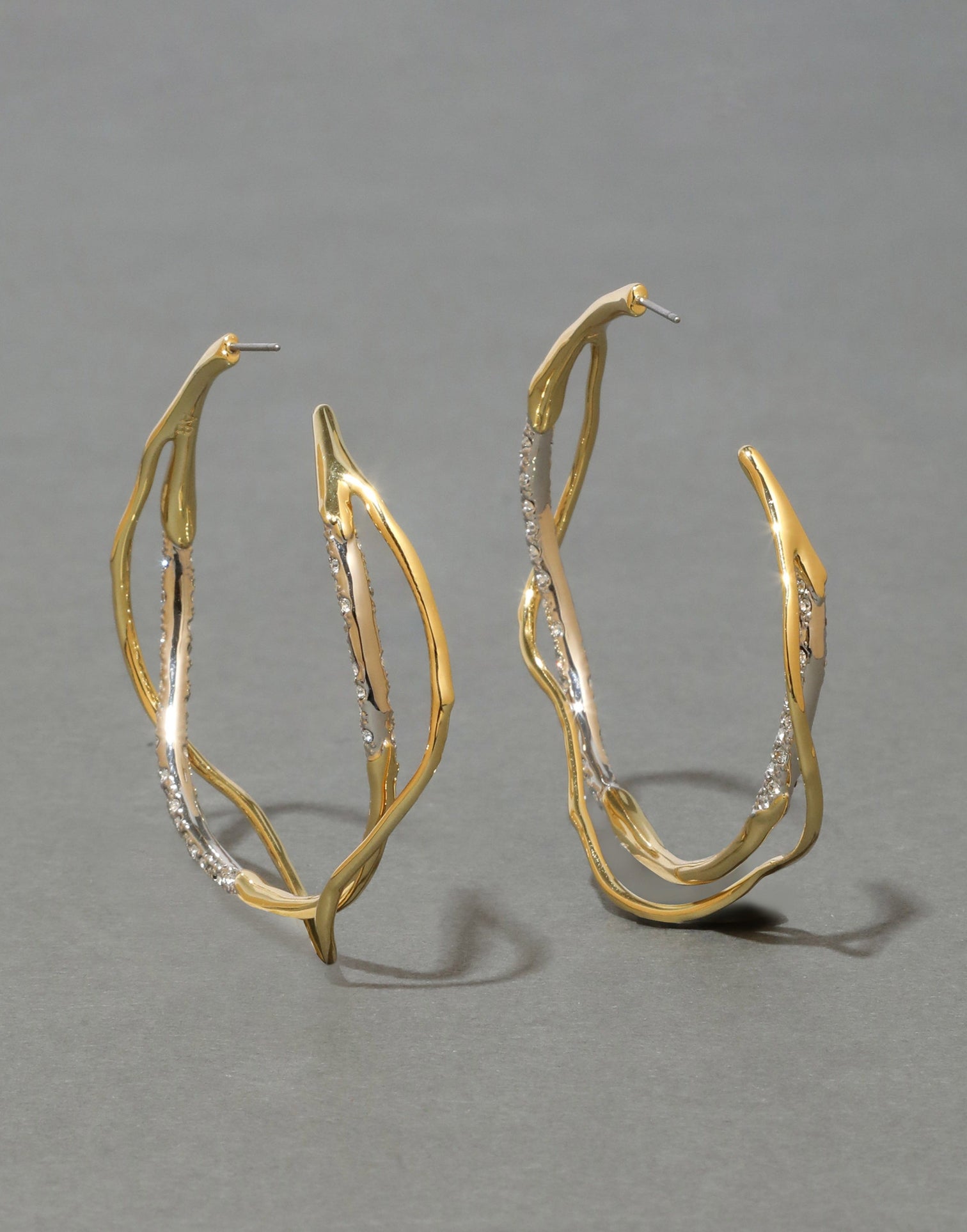 Intertwined Two Tone Pave Hoop Earring | ALEXIS BITTAR
