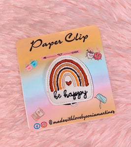 Be Happy Rainbow Paper Clip