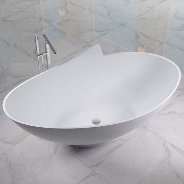 ADM Bathroom Design 75 x 46 Glossy White Stone Resin Bathtub, SW-114-GLOSSY