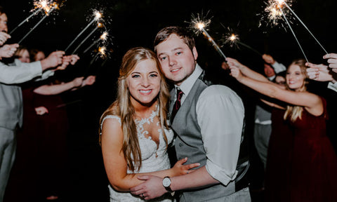 20 inch sparklers were glowing for wedding couple