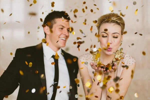 Couples Anniversary with Golden Confetti