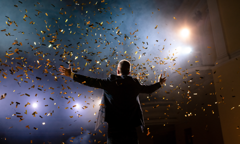 Confetti showering after speech