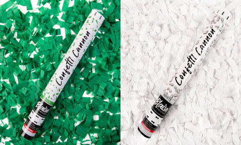 Green and White Confetti Cannons