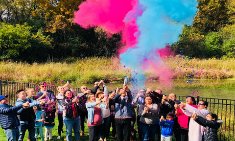 Pink and Blue Powder Cannon Gender Reveal Party
