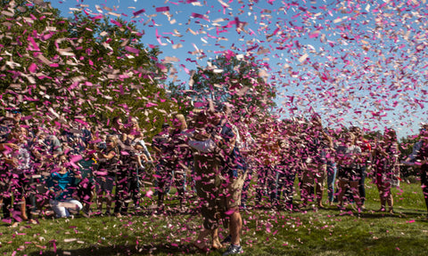 Pink Gender Reveal Party with Confetti Cannons