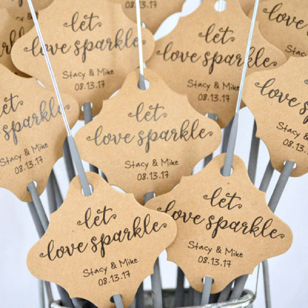 Use personalized wedding sparkler tags for your display at your wedding