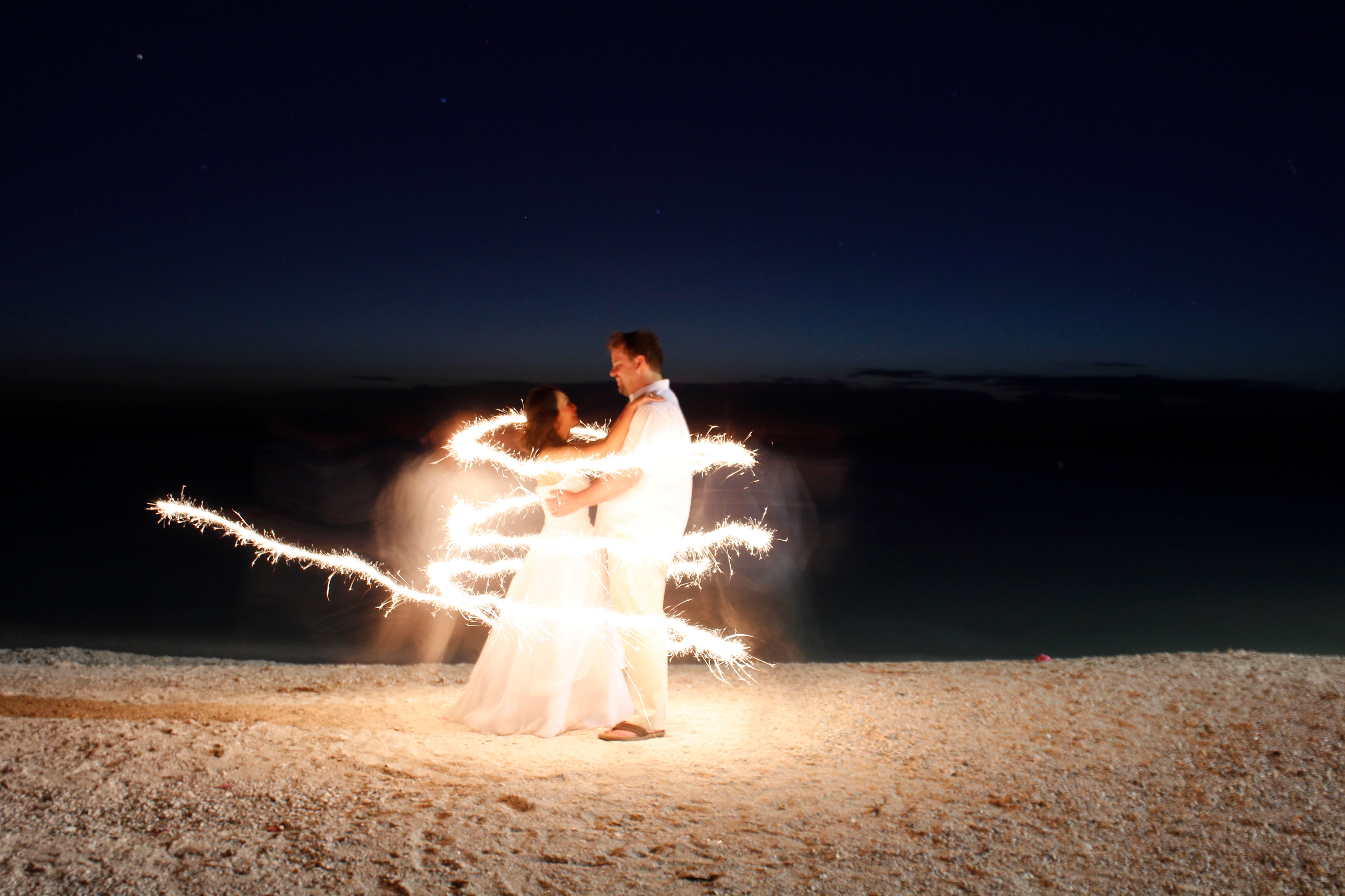 beach wedding sparklers