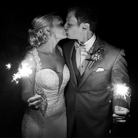 Newly Weds Kissing Holding 10 Inch Sparklers