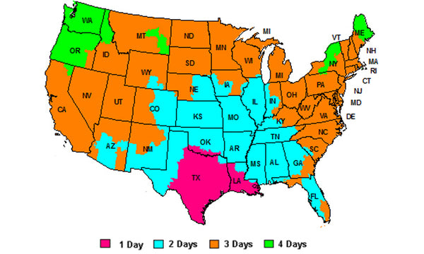 I Love Sparklers shipping time map