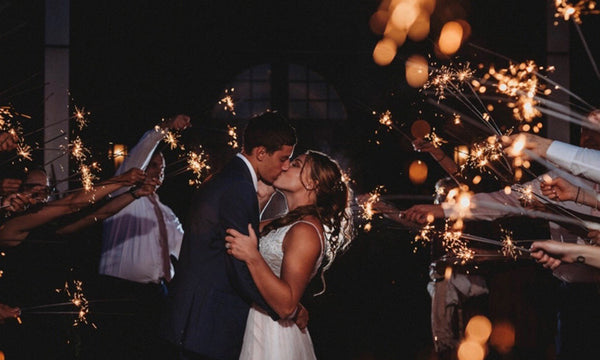 Sparklers Wedding Crowd Send Off