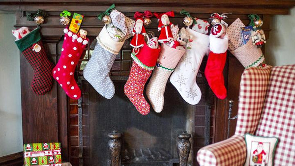 stockings hanging over a fireplace