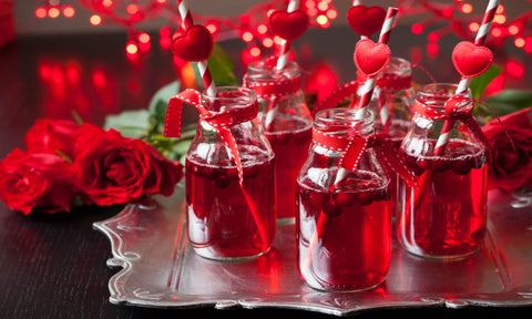 Valentine's wedding drinks on display