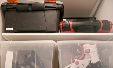 plastic storage bins used for storing  sparklers