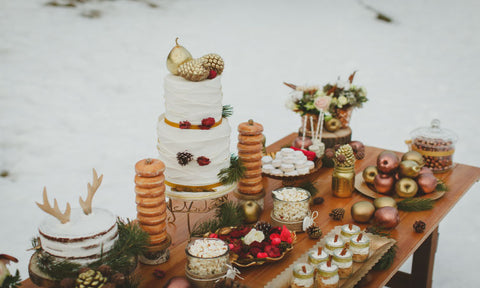 winter wedding food buffet table