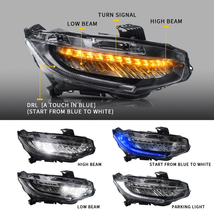 発売モデル AL ヘッド ランプ 適用: ホンダ シビック X G10 LED ヘッドライト 2016-2019 DRL ウインカー ハイ