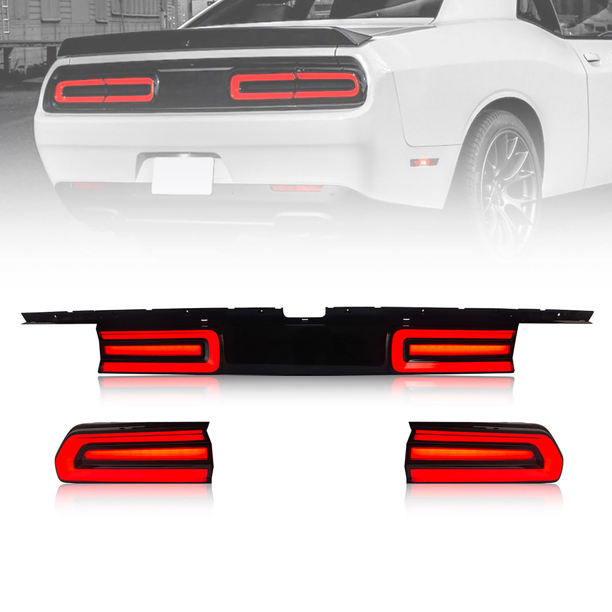 Yum-yum.Yahoo 店VLAND Projector Dodge Challenger LED Taillights Clear for  Red Headlights