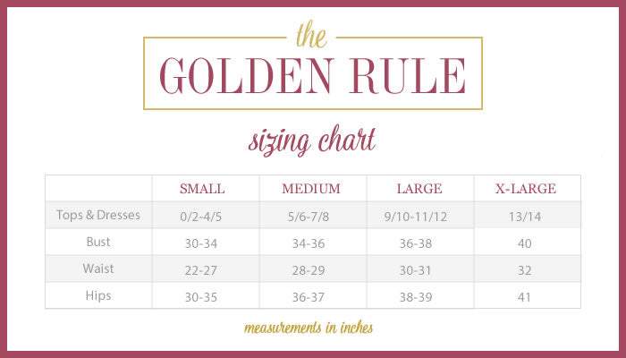 Size Charts – Golden Rule ND