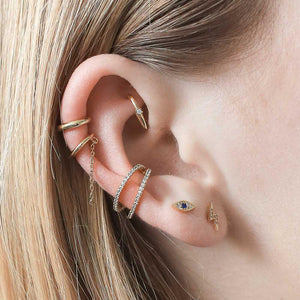 Celestial Crystal Threaded Flat Back Earring