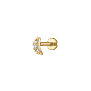 Pave Moon Threaded Flat Back Earring in Gold | Maison Miru