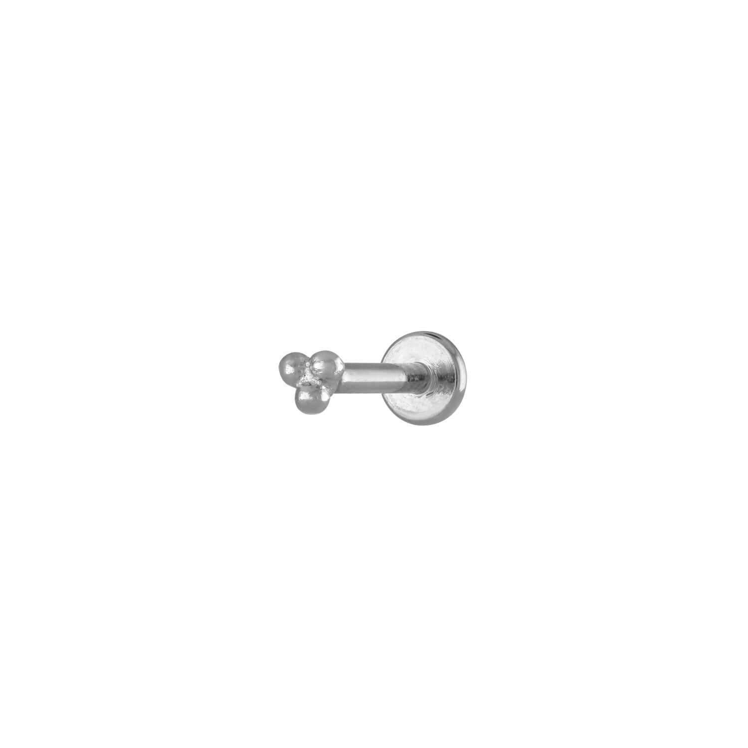 Tiny Trinity Threaded Flat Back Earring 