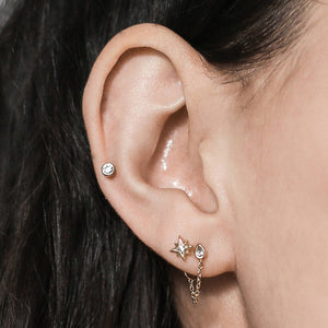 Tiny Trinity Threaded Flat Back Earring