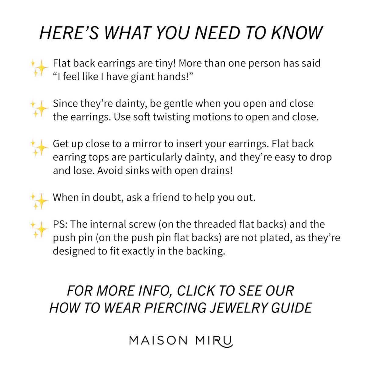 Pave Moon Push Pin Flat Back Earring, Titanium - Gold / 16g: Most Cartilage Piercings / 8mm at Maison Miru