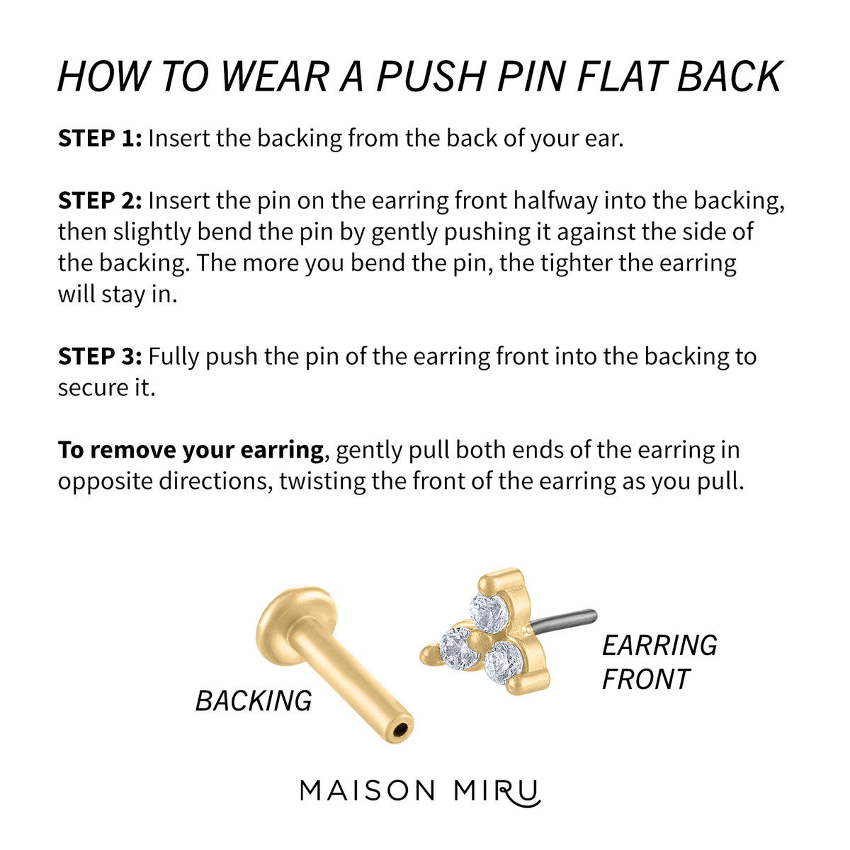 Little Bar Push Pin Flat Back Earring | Maison Miru