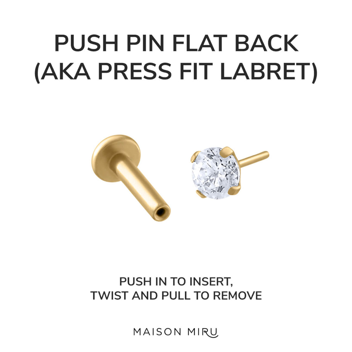 Push Pin vs Threaded Screw Flat Back Piercing Jewelry