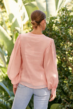 Miranda Puff Sleeve Ramie Shirt (Pink)