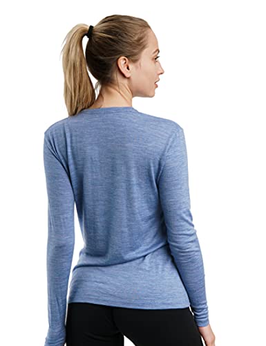 Womens Thermal Base Layers Set Merino Wool Lounge Set of Workout Leggings &  Long Sleeve Shirt Organic Clothes 160gsm Light Blue -  Canada