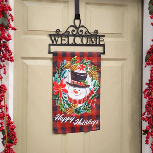 Happy Holiday Snowman Suede Garden Flag - Simply Devine Gifts and Decor